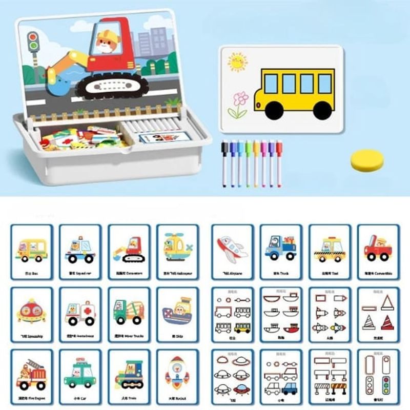 Magnetic Puzzles Face Dress Up Travel Game Double Side