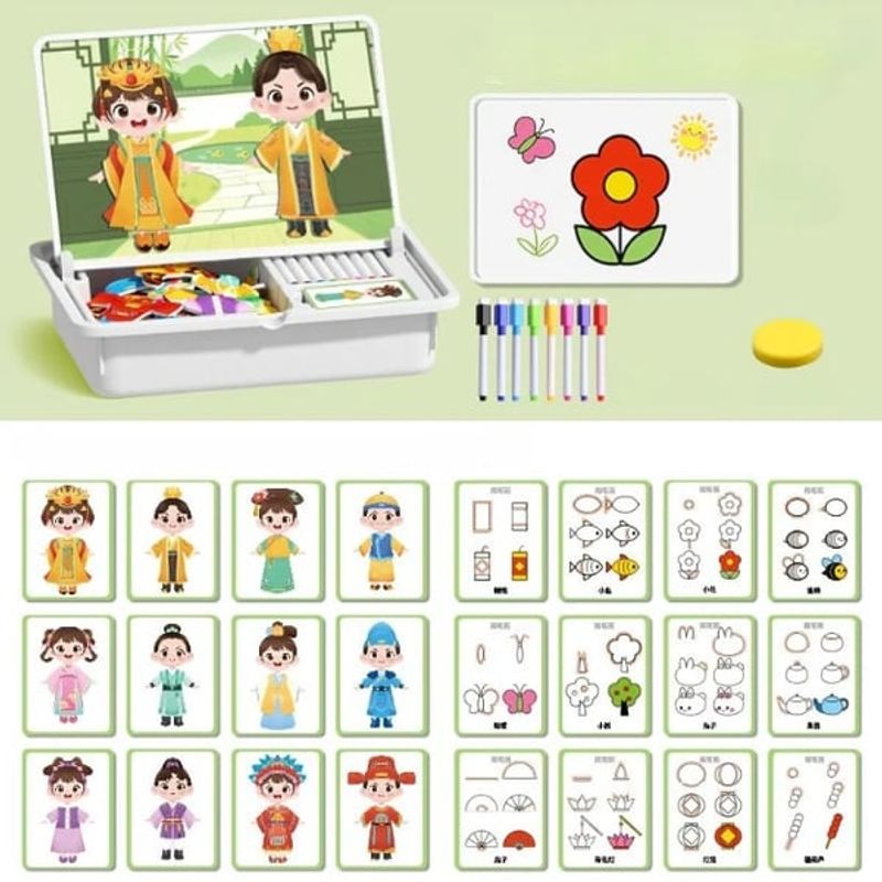 Magnetic Puzzles Face Dress Up Travel Game Double Side